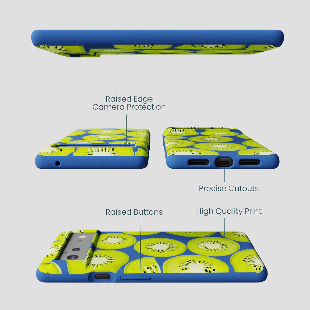 Electric Blue Kiwi Slices Google Pixel 6 Case - Image 3
