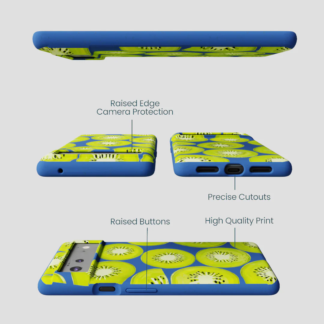 Electric Blue Kiwi Slices Google Pixel 6a Case - Image 3