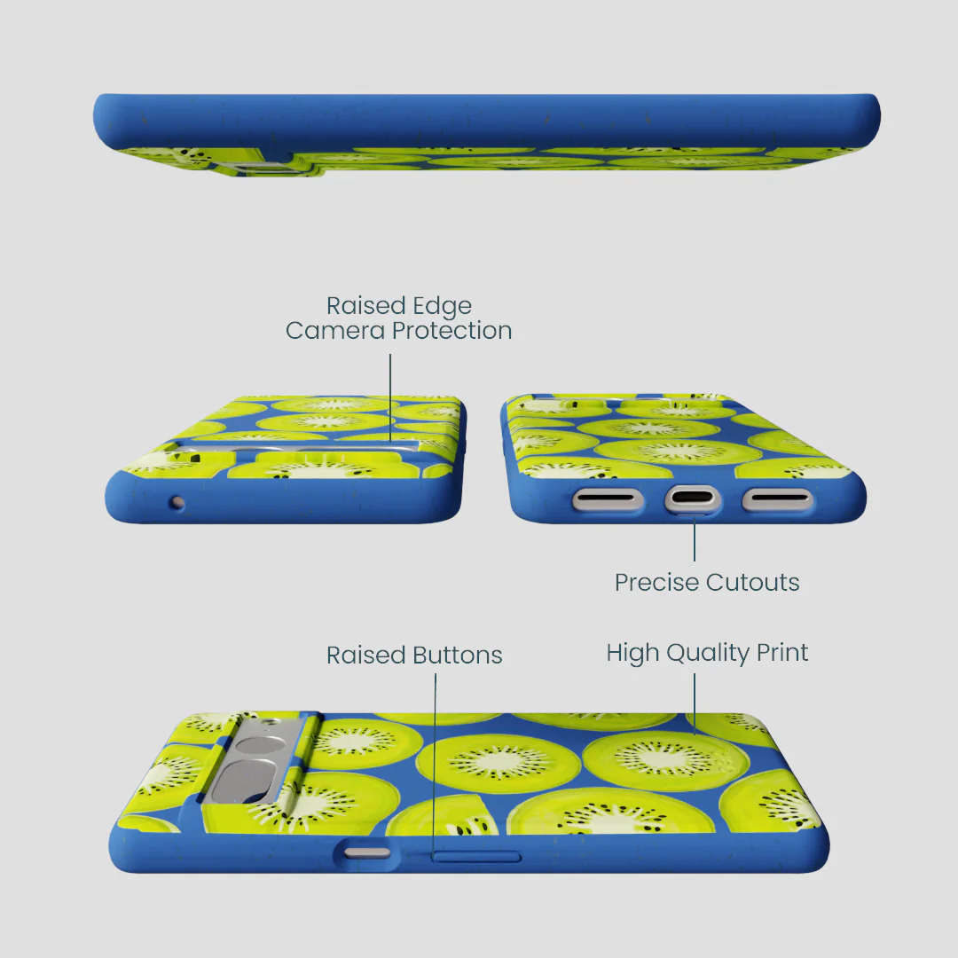 Electric Blue Kiwi Slices Google Pixel 7 Pro Case - Image 3