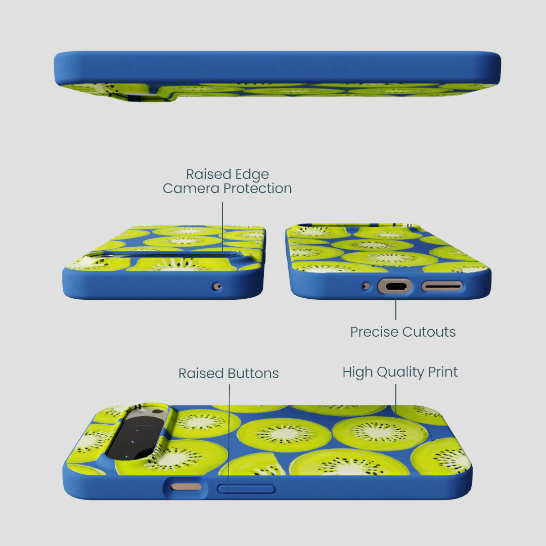 Electric Blue Kiwi Slices Google Pixel 9 Pro XL Case - Image 3