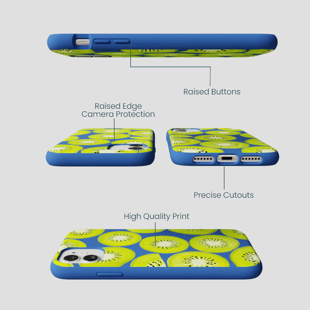 Electric Blue Kiwi Slices iPhone 11 Case - Image 3