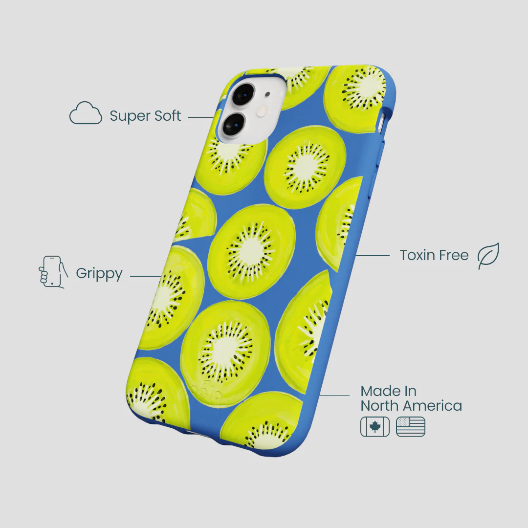 Electric Blue Kiwi Slices iPhone 11 Case - Image 4