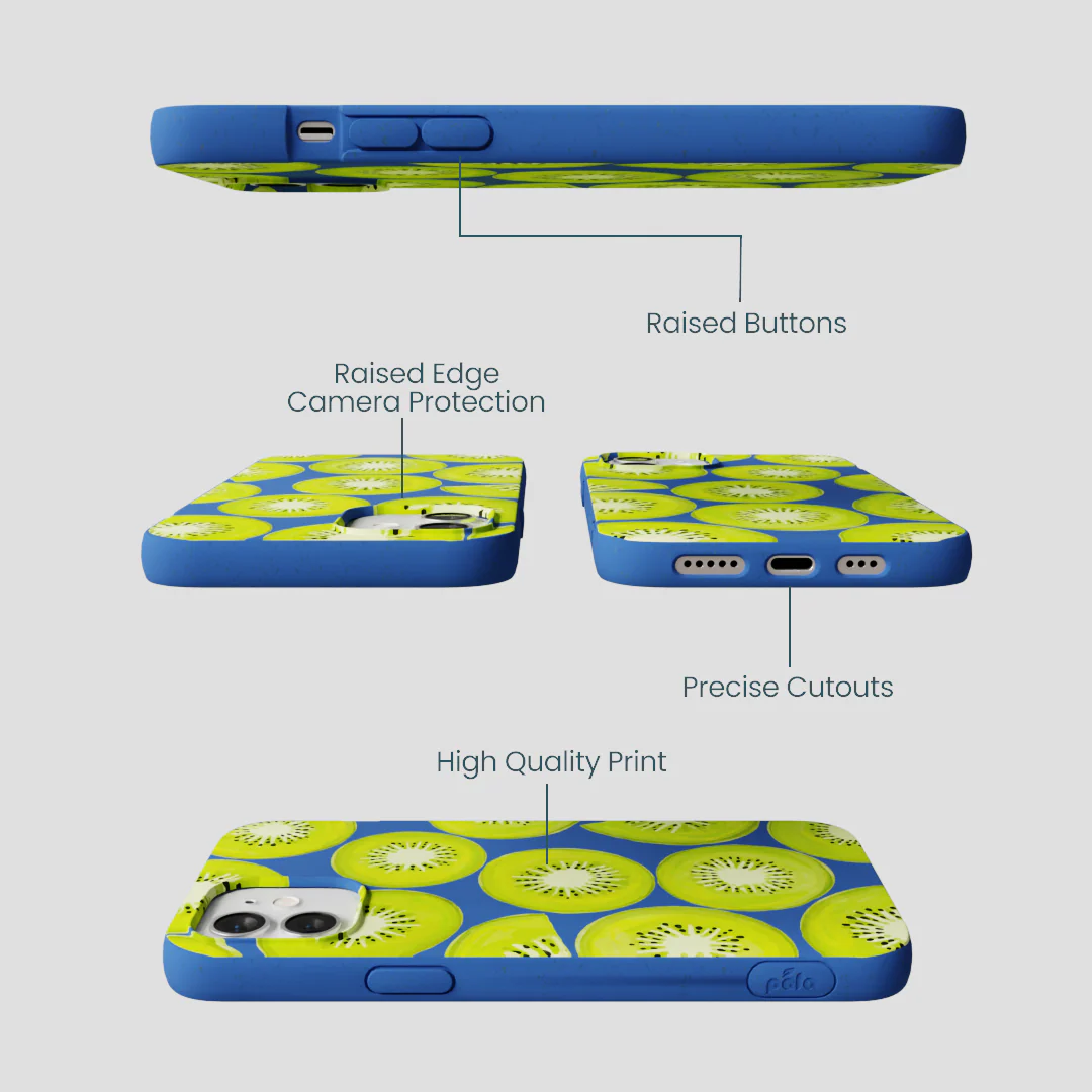 Electric Blue Kiwi Slices iPhone 12/ iPhone 12 Pro Case - Image 3
