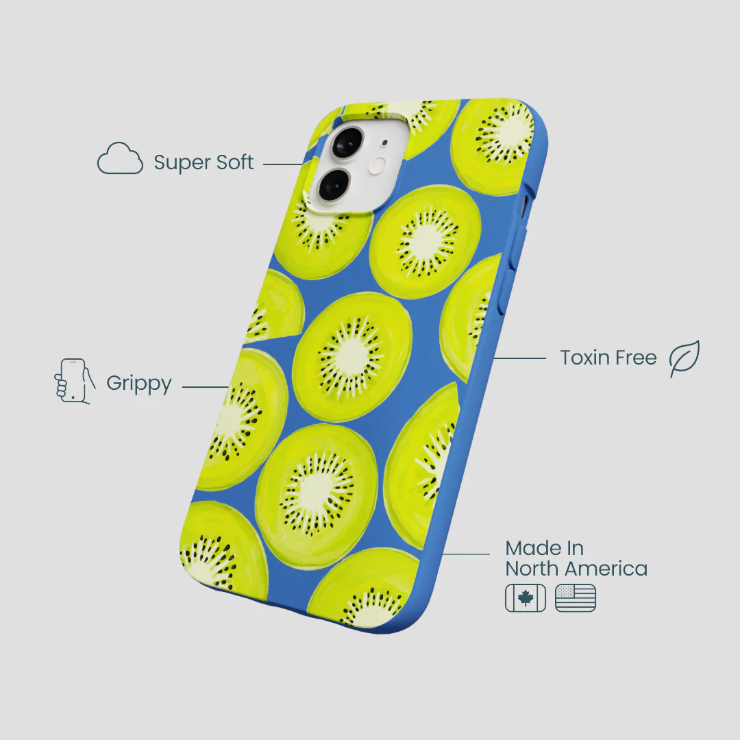 Electric Blue Kiwi Slices iPhone 12/ iPhone 12 Pro Case - Image 4