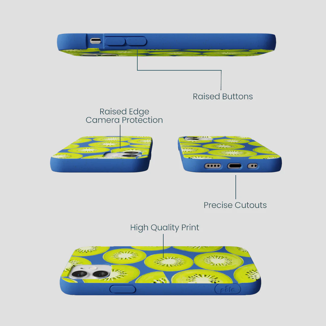 Electric Blue Kiwi Slices iPhone 12 Mini Case - Image 3