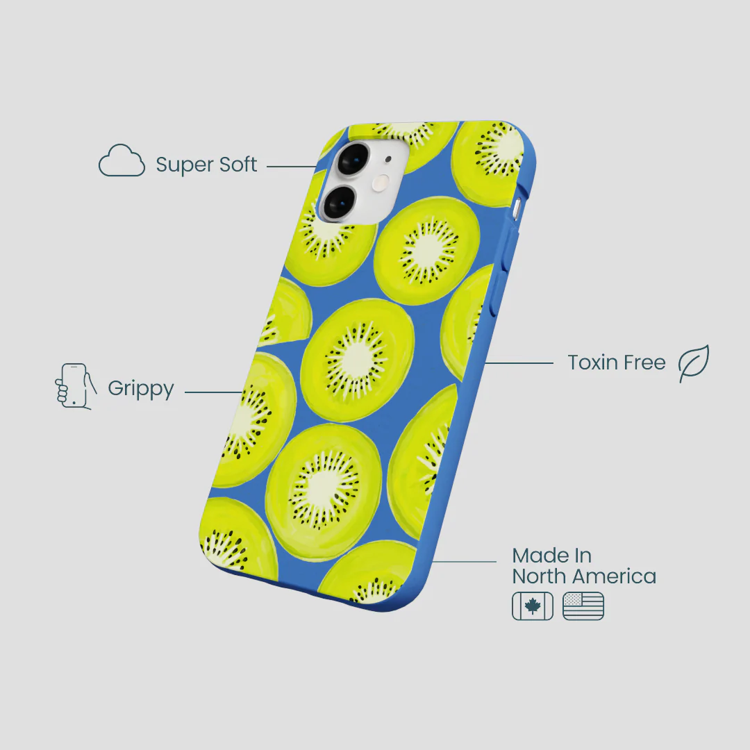Electric Blue Kiwi Slices iPhone 12 Mini Case - Image 4