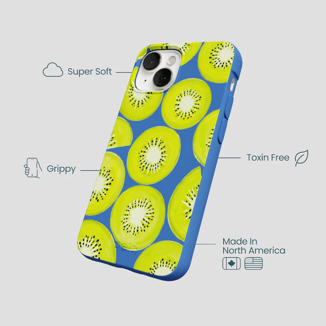 Electric Blue Kiwi Slices iPhone 13 Case - Image 4