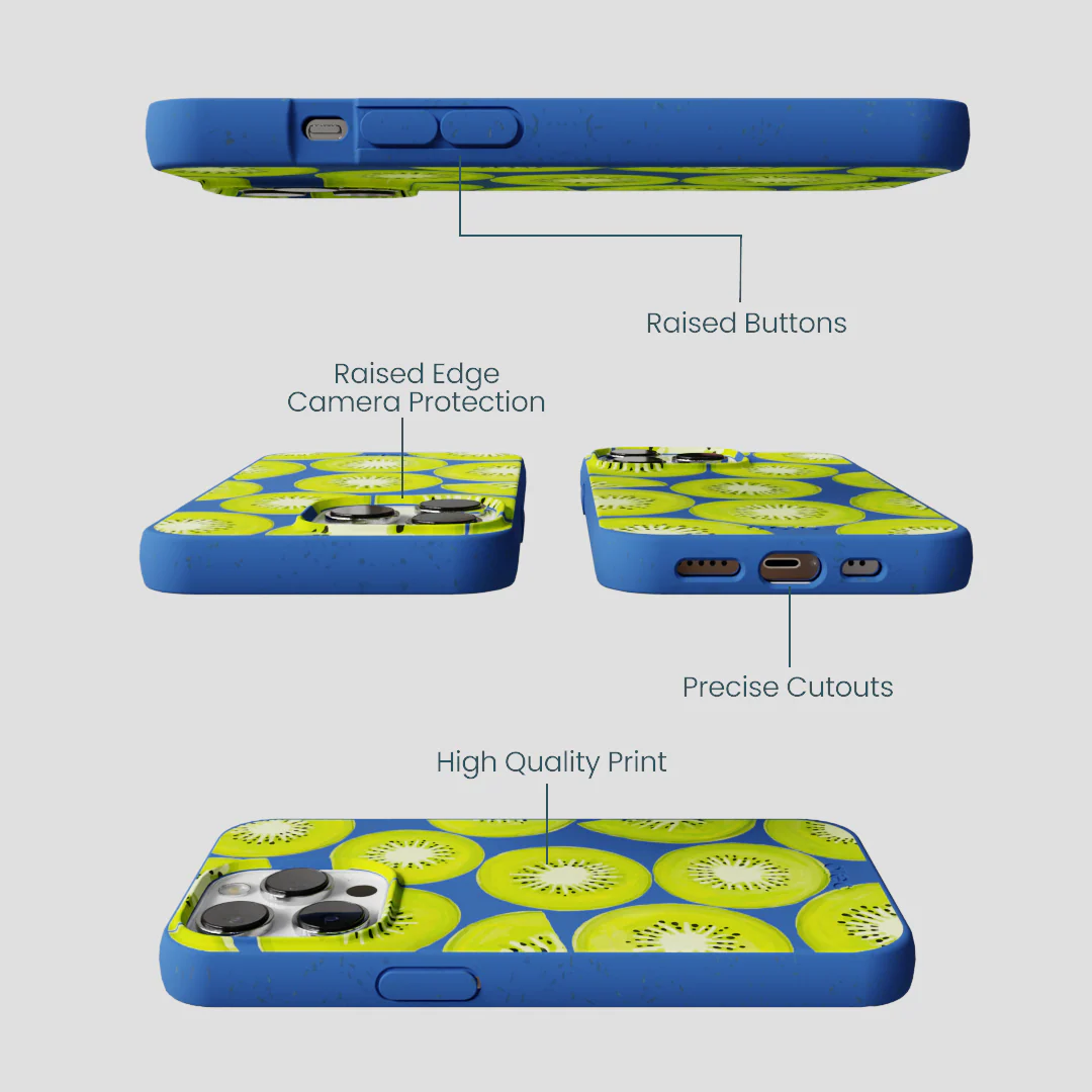 Electric Blue Kiwi Slices iPhone 13 Pro Case - Image 3