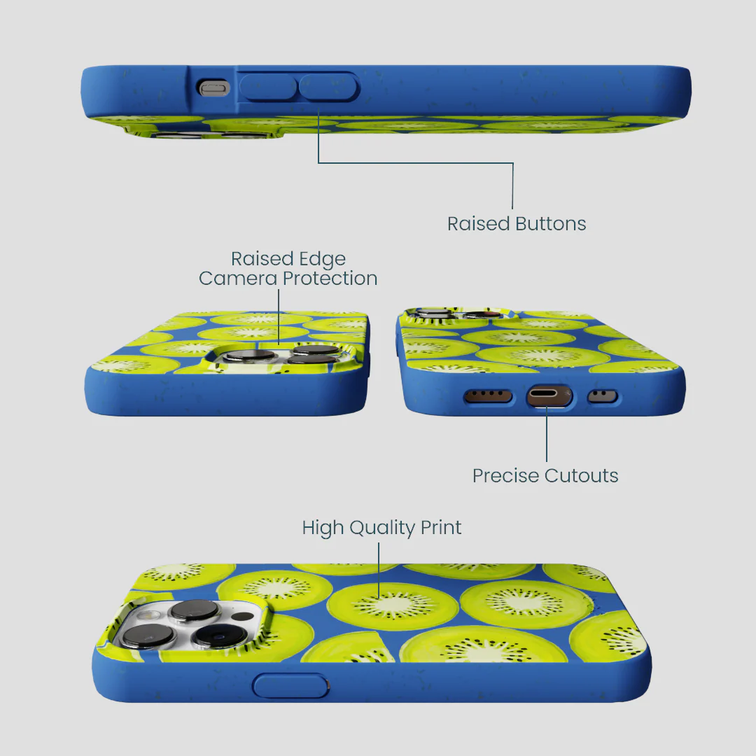 Electric Blue Kiwi Slices iPhone 13 Pro Max Case - Image 3