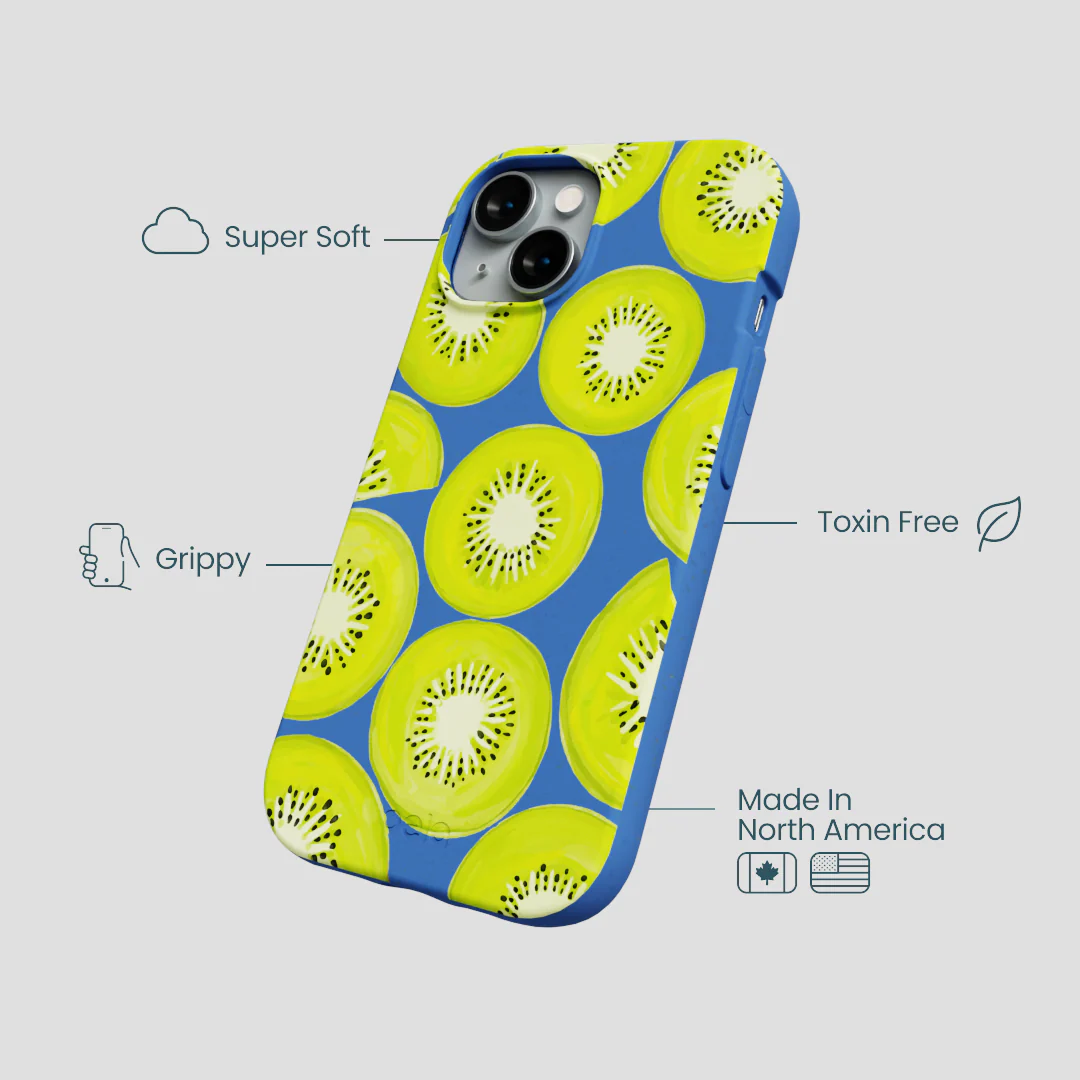 Electric Blue Kiwi Slices iPhone 14 Case - Image 4