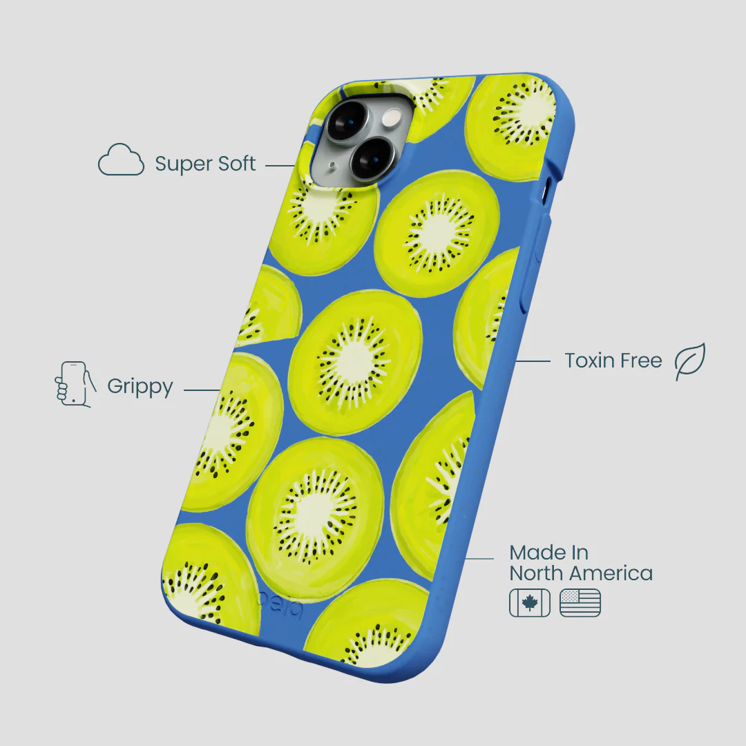 Electric Blue Kiwi Slices iPhone 15 Plus Case - Image 4