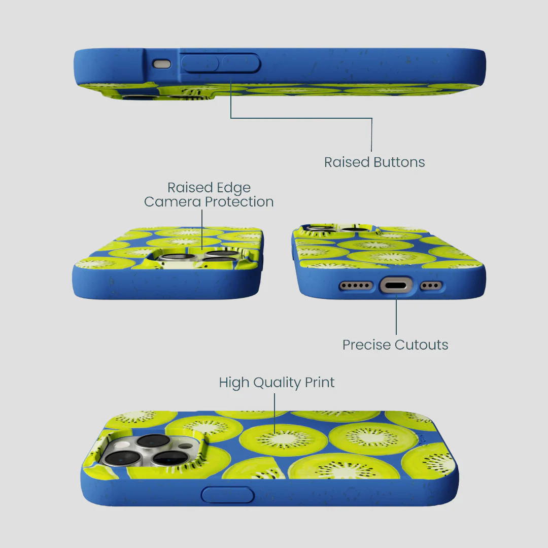 Electric Blue Kiwi Slices iPhone 15 Pro Case - Image 3