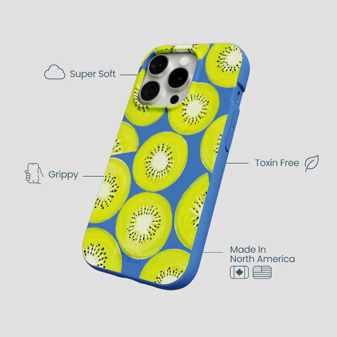 Electric Blue Kiwi Slices iPhone 15 Pro Case - Image 4