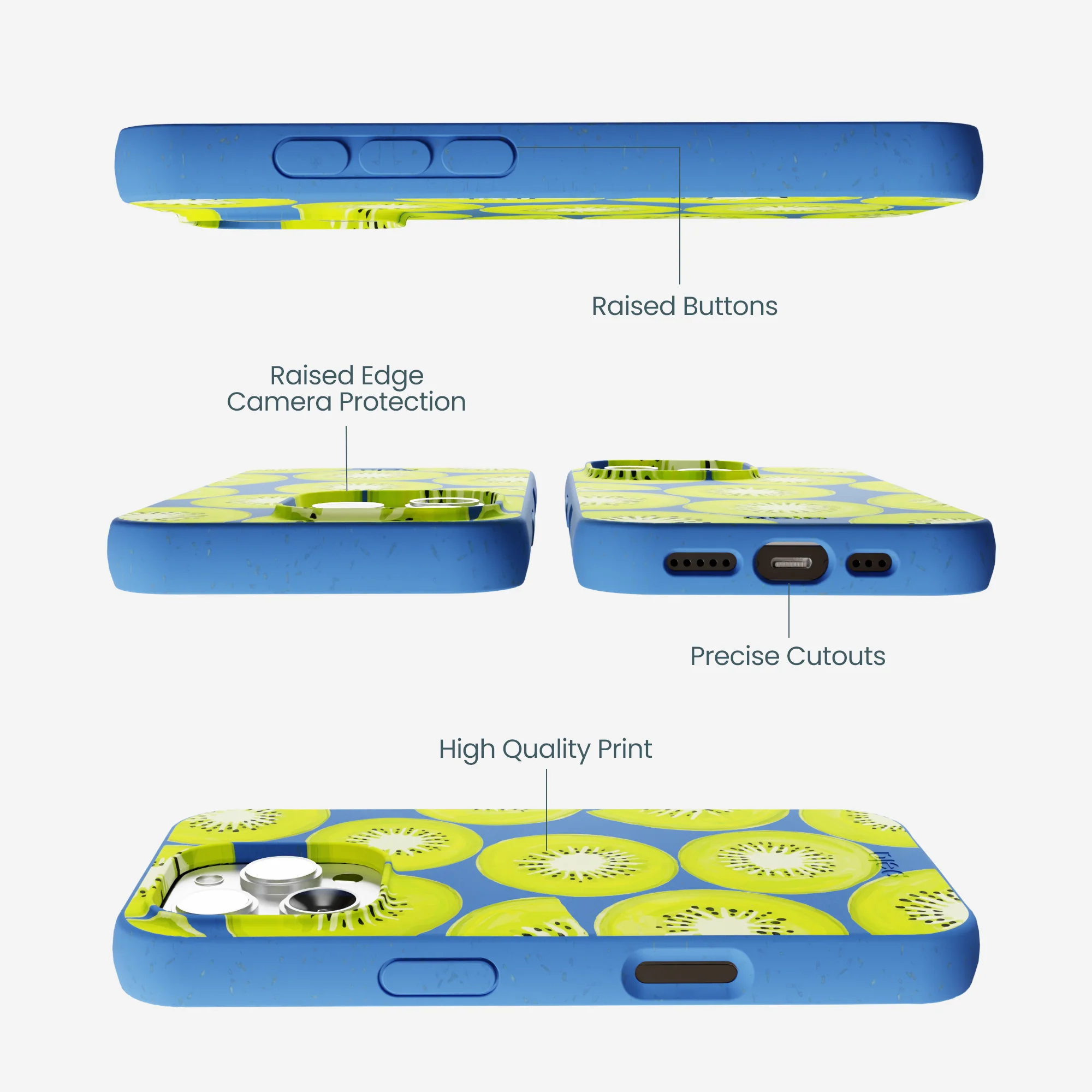 Electric Blue Kiwi Slices iPhone 16 Pro Max Case - Image 3