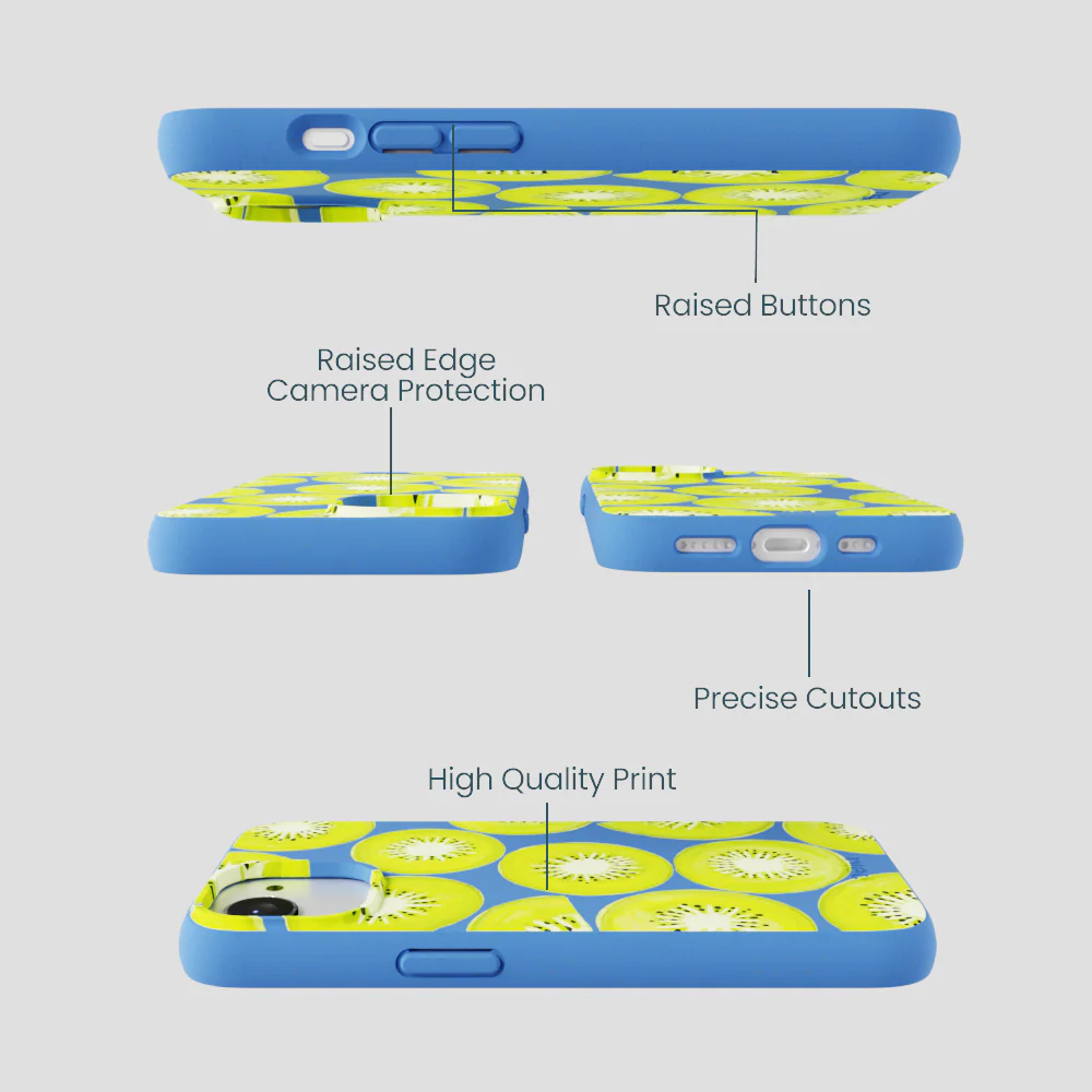 Electric Blue Kiwi Slices iPhone 16e/17e Case - Image 3