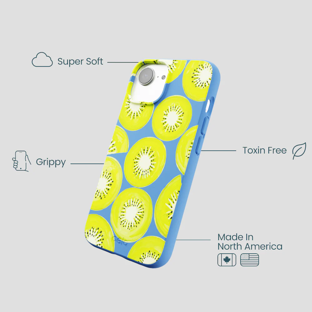 Electric Blue Kiwi Slices iPhone 16e/17e Case - Image 4