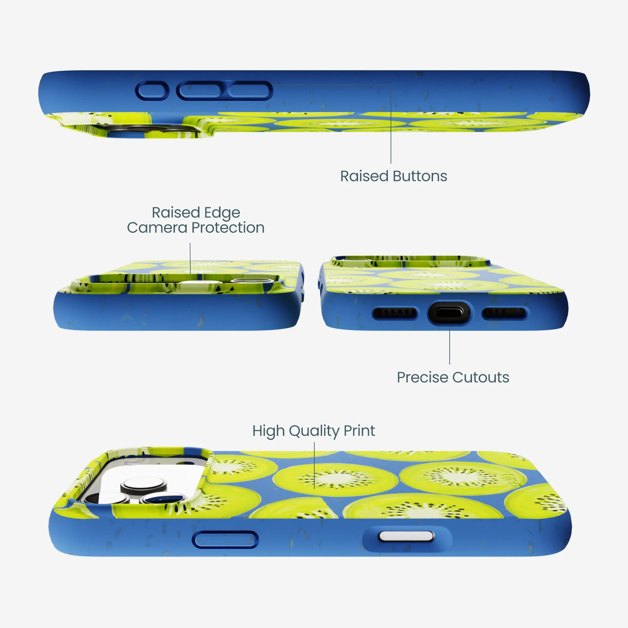 Electric Blue Kiwi Slices iPhone 17 Pro Max Case - Image 3