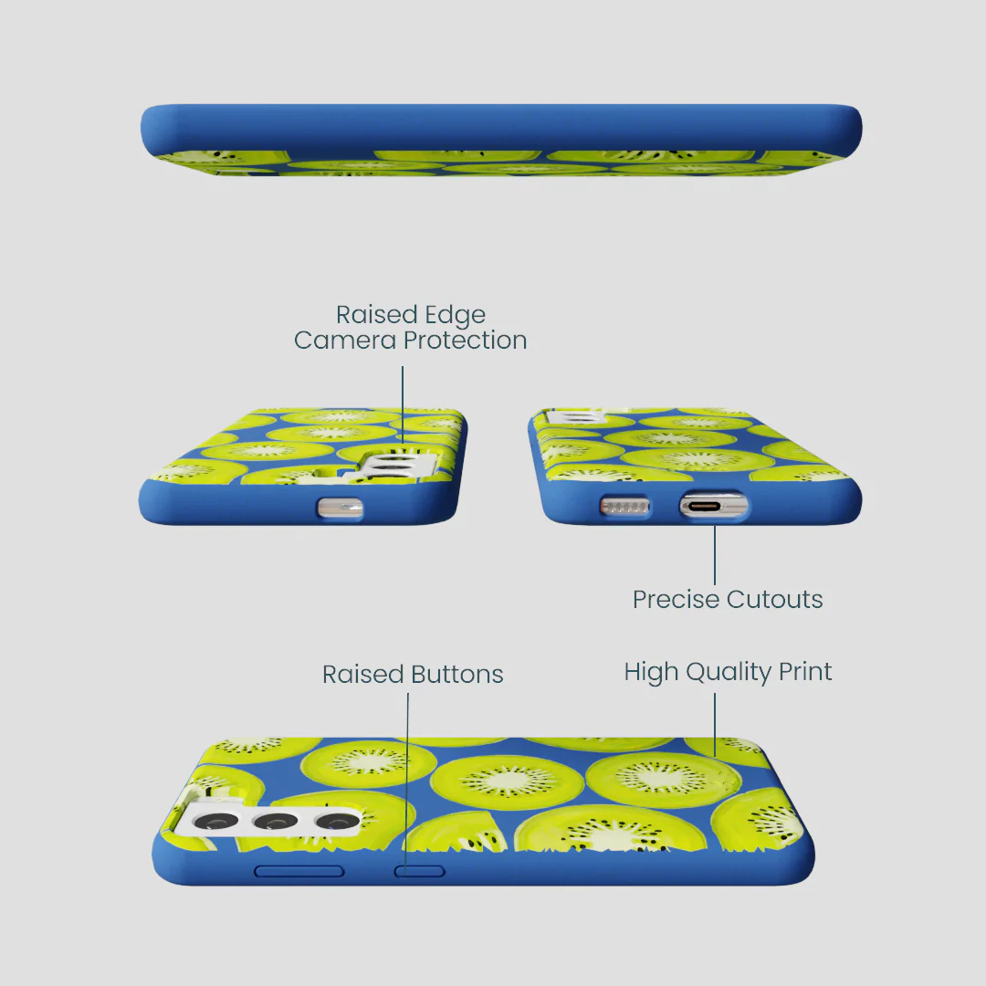 Electric Blue Kiwi Slices Samsung Galaxy S21 Case - Image 3