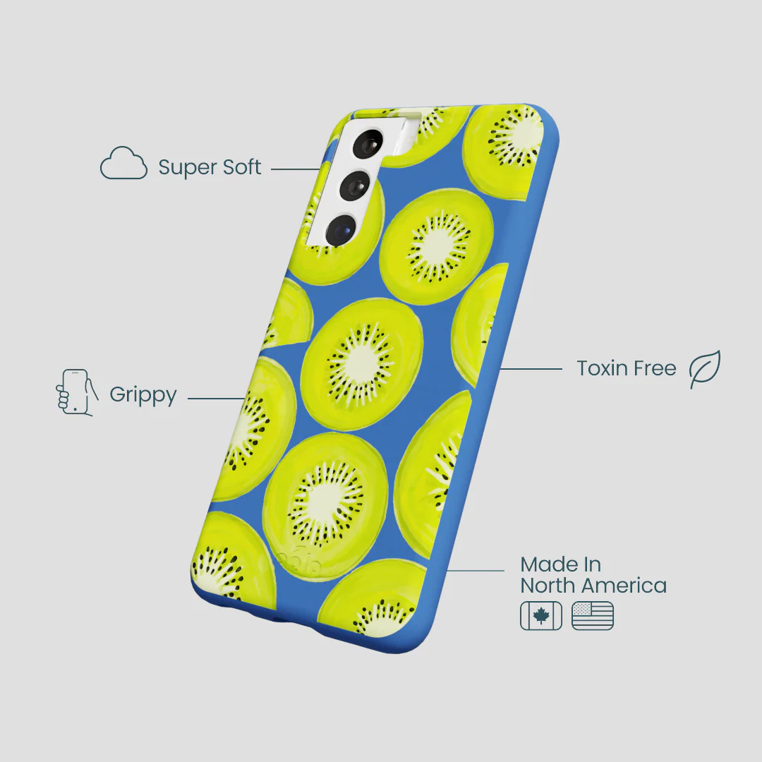 Electric Blue Kiwi Slices Samsung Galaxy S21 Case - Image 4