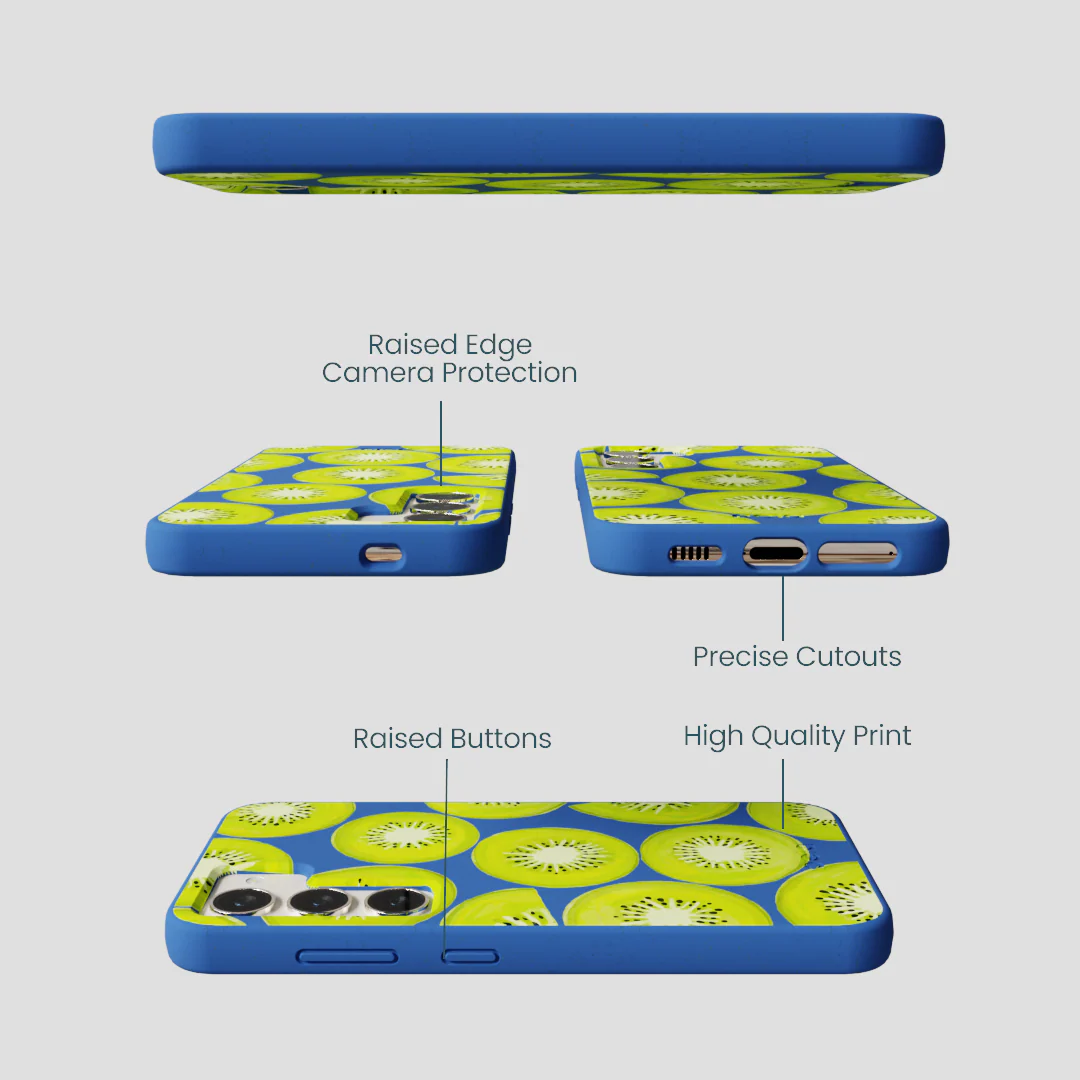 Electric Blue Kiwi Slices Samsung Galaxy S23 Case - Image 3