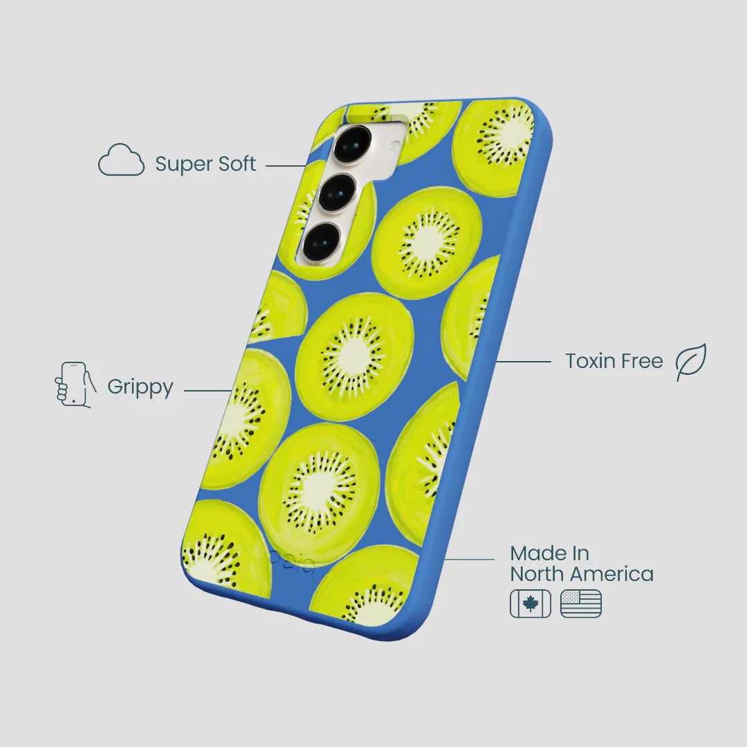 Electric Blue Kiwi Slices Samsung Galaxy S23 Case - Image 4