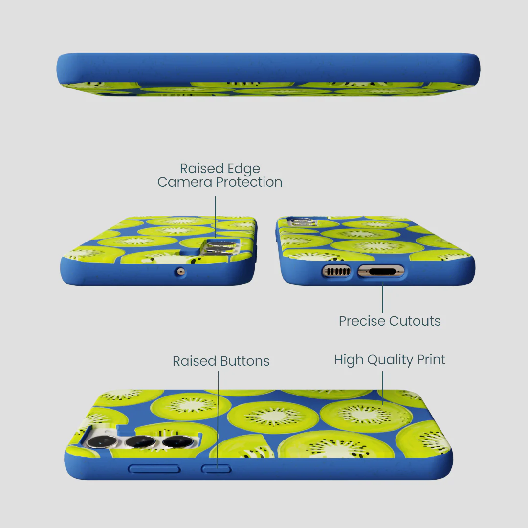 Electric Blue Kiwi Slices Samsung Galaxy S24+(Plus) Case - Image 3