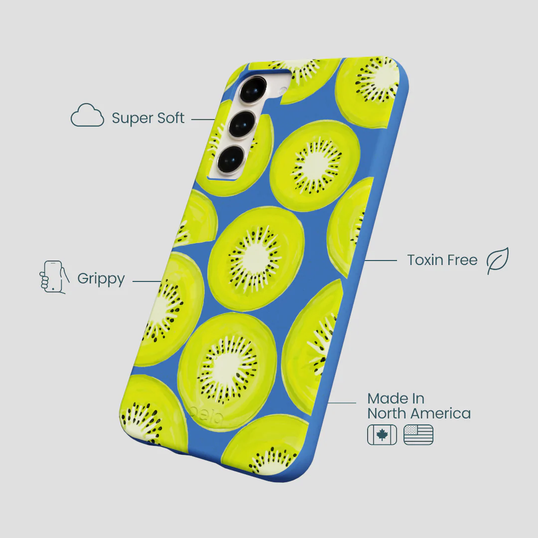 Electric Blue Kiwi Slices Samsung Galaxy S24+(Plus) Case - Image 4
