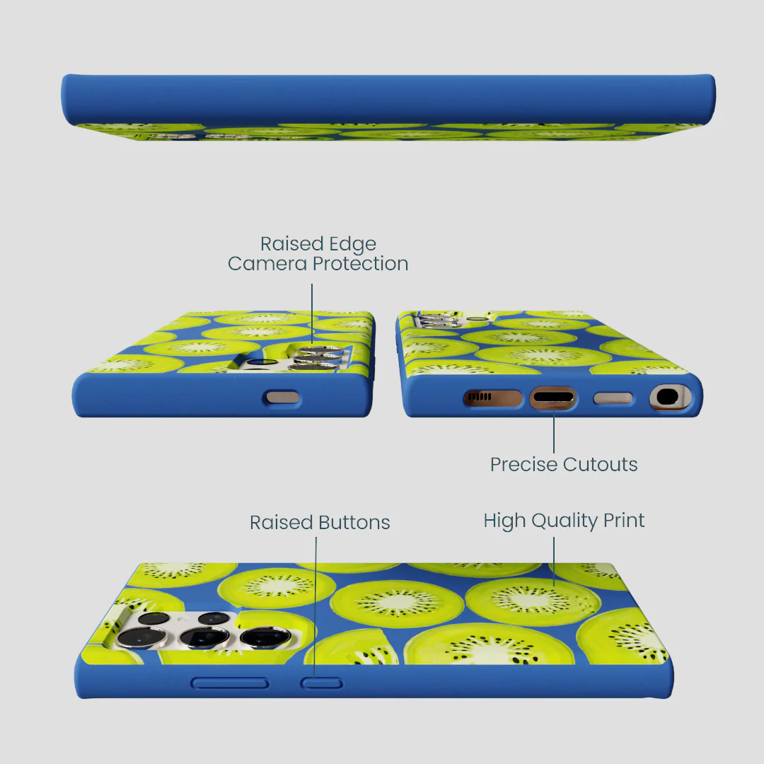 Electric Blue Kiwi Slices Samsung Galaxy S24 Ultra Case - Image 3