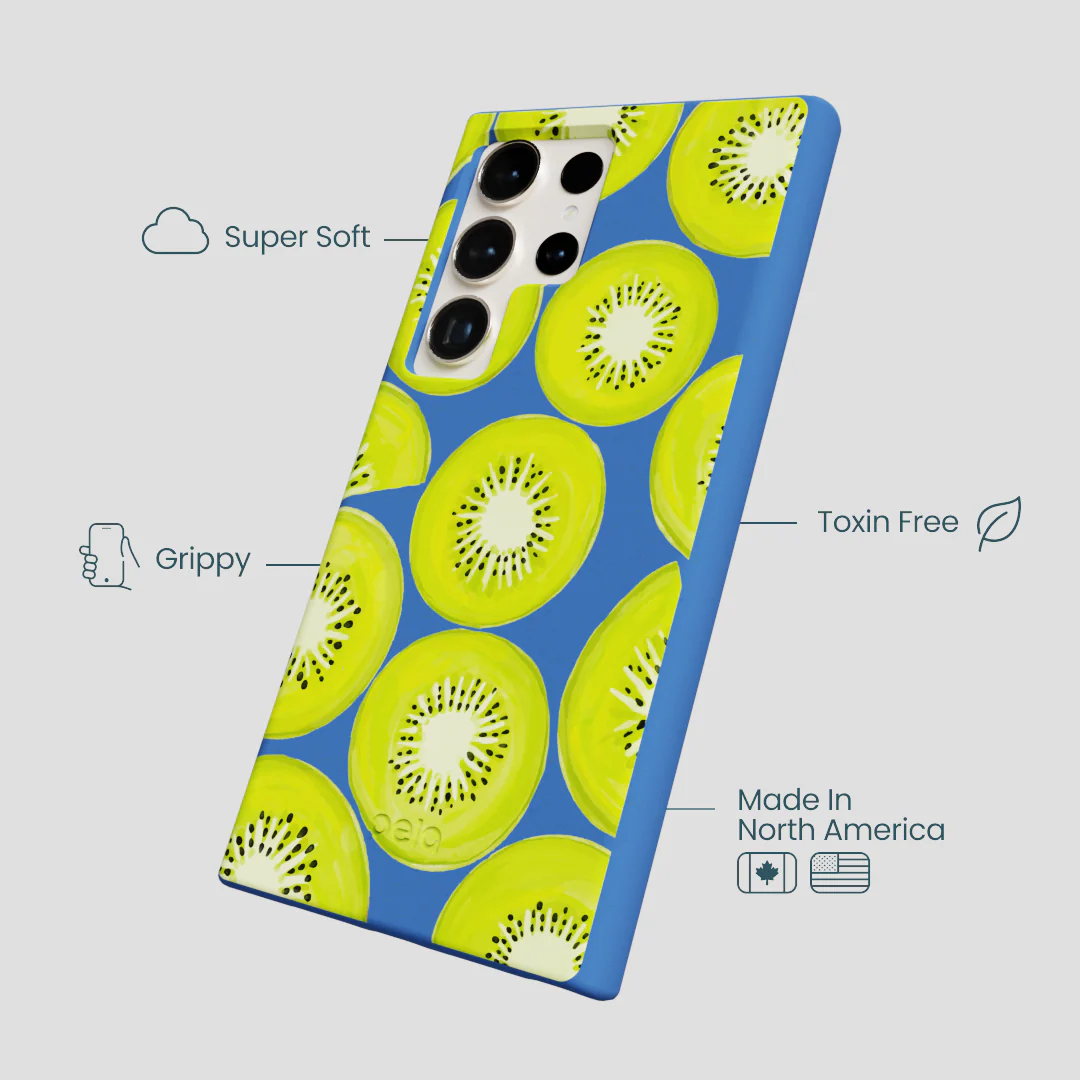 Electric Blue Kiwi Slices Samsung Galaxy S24 Ultra Case - Image 4