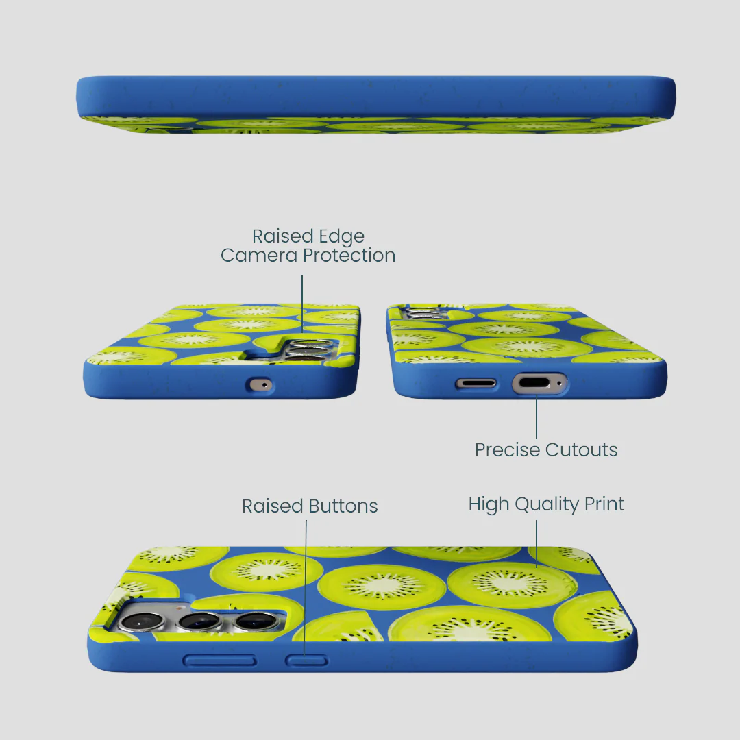Electric Blue Kiwi Slices Samsung Galaxy S25+(Plus) Case - Image 3