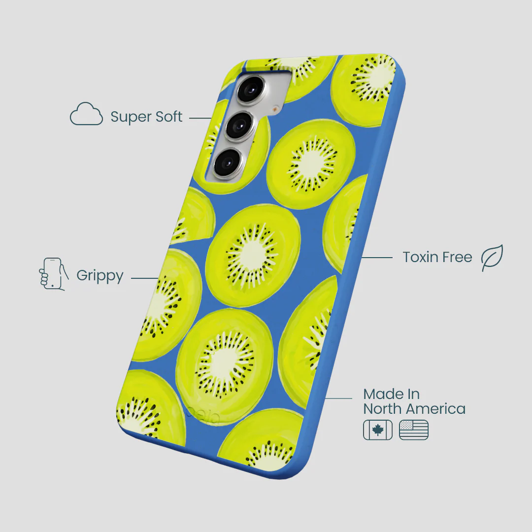 Electric Blue Kiwi Slices Samsung Galaxy S25+(Plus) Case - Image 4