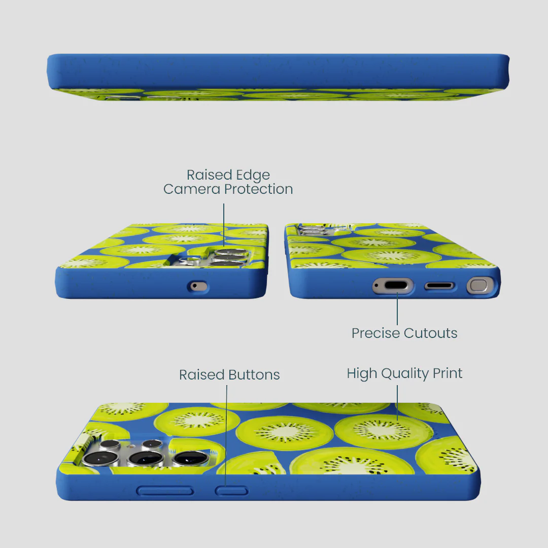 Electric Blue Kiwi Slices Samsung Galaxy S25 Ultra Case - Image 3