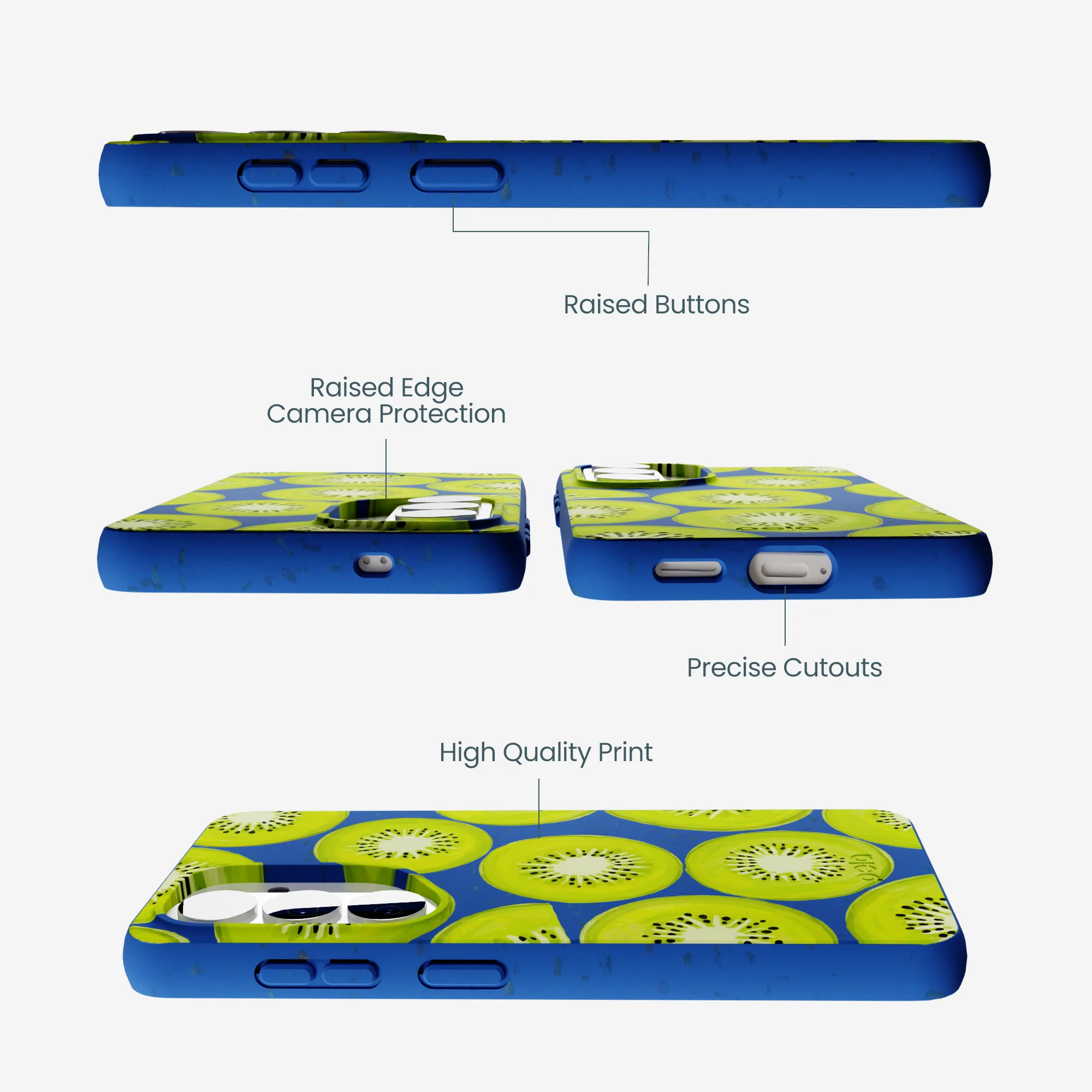 Electric Blue Kiwi Slices Samsung Galaxy S26 Case - Image 3