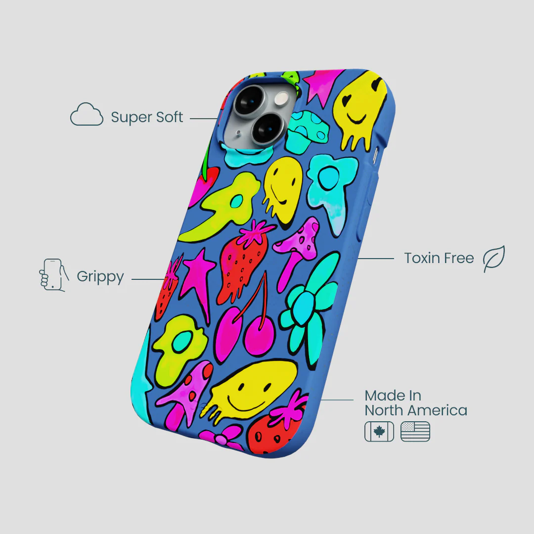 Electric Blue Melty Mood iPhone 14 Case - Image 4