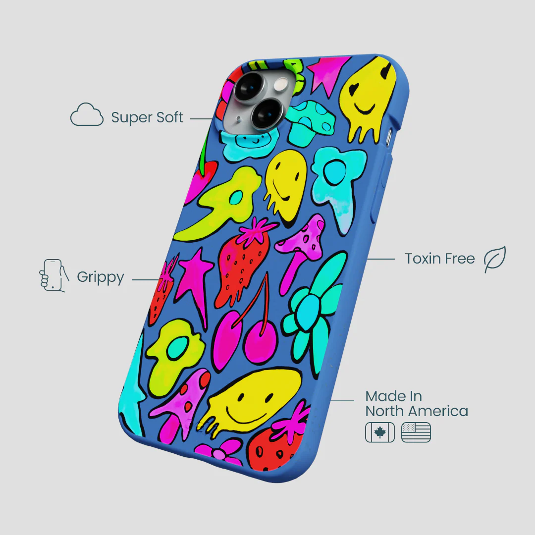 Electric Blue Melty Mood iPhone 14 Plus Case - Image 4