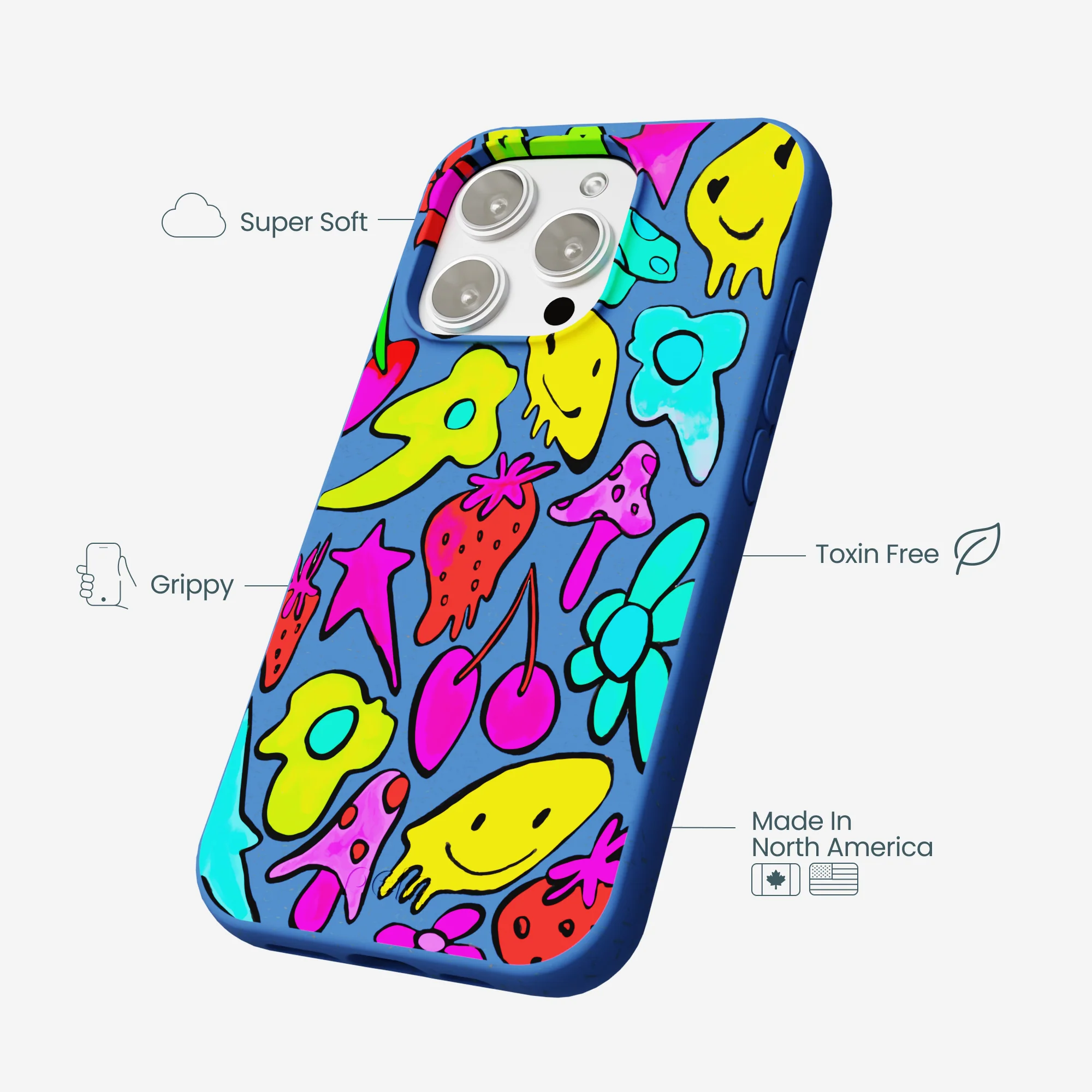 Electric Blue Melty Mood iPhone 16 Pro Max Case - Image 4
