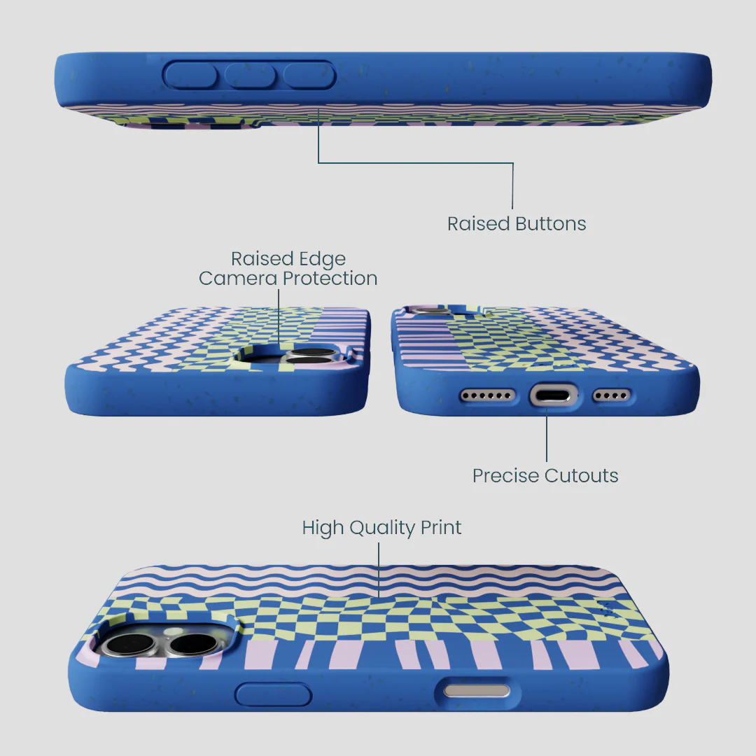 Electric Blue Mixed Up iPhone 16 Plus Case - Image 3