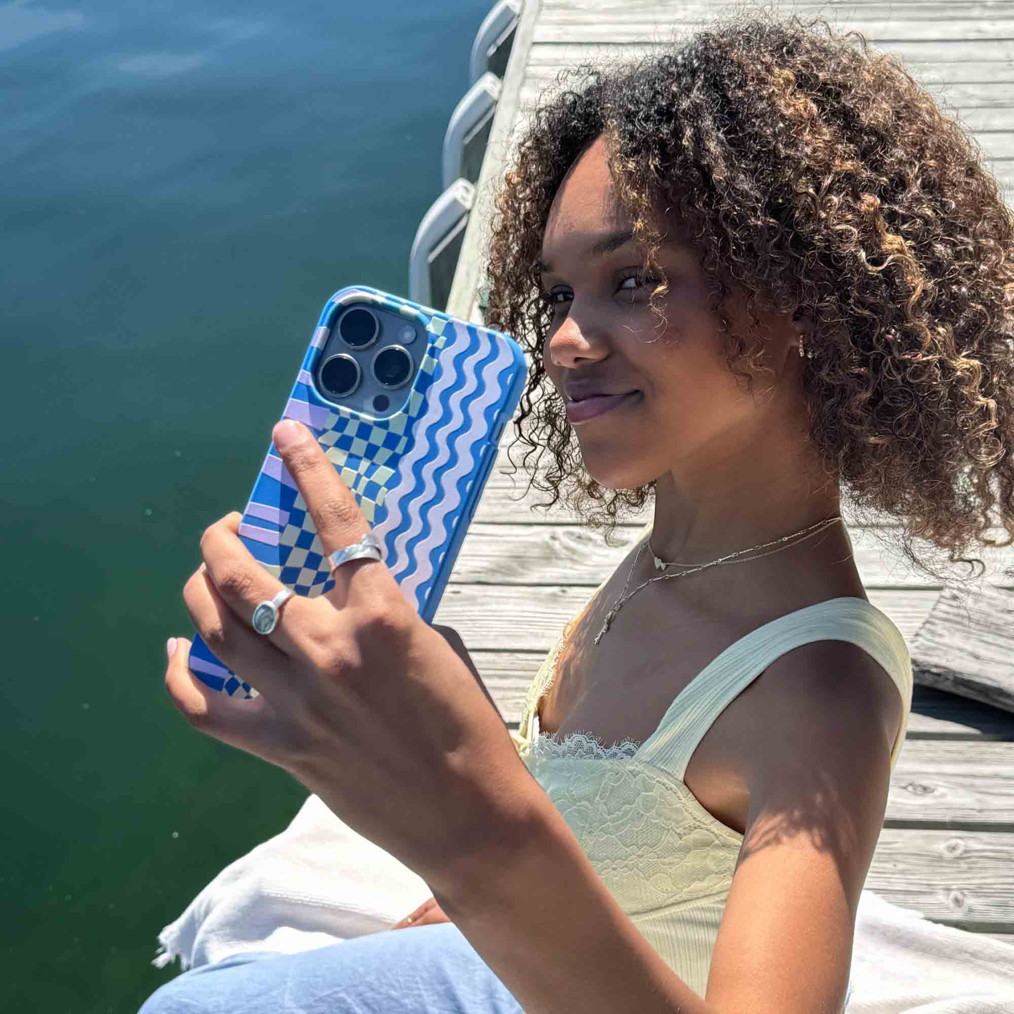 Electric Blue Mixed Up iPhone 16 Plus Case - Image 6
