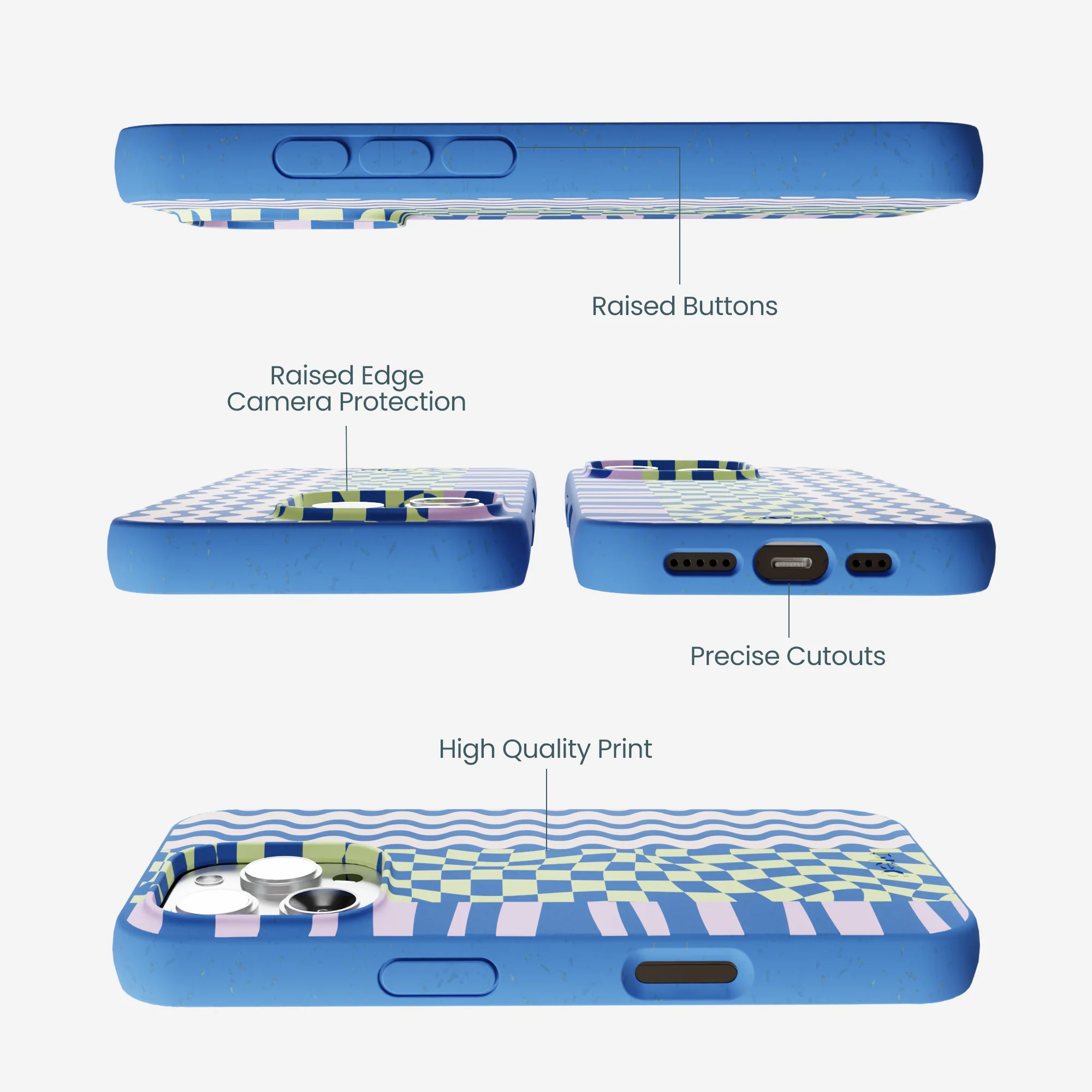 Electric Blue Mixed Up iPhone 16 Pro Max Case - Image 3