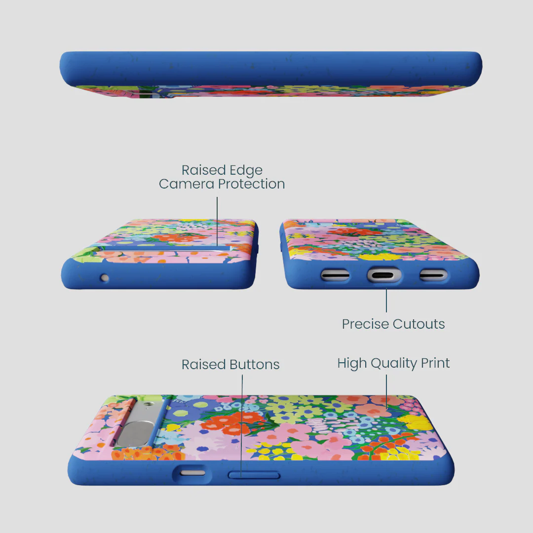 Electric Blue Painted Garden Google Pixel 7 Case - Image 3
