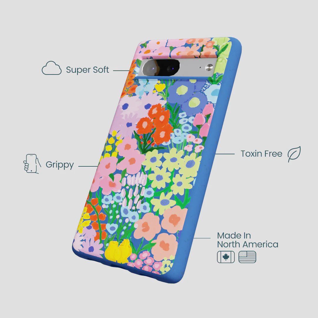 Electric Blue Painted Garden Google Pixel 7 Case - Image 4