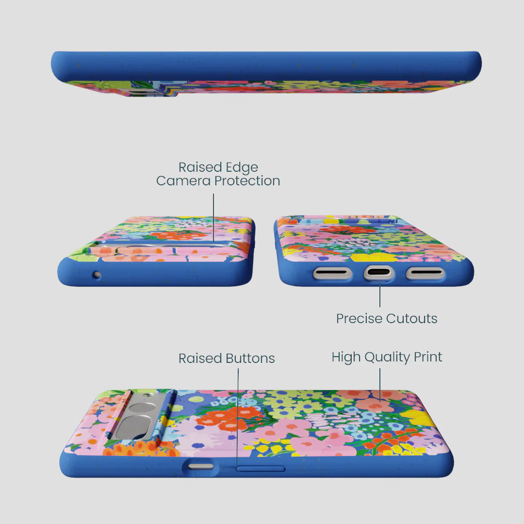 Electric Blue Painted Garden Google Pixel 7 Pro Case - Image 3