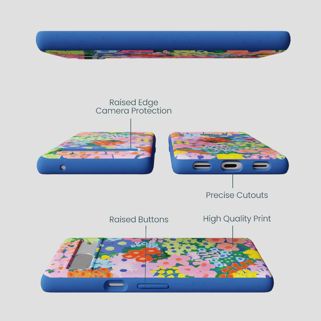 Electric Blue Painted Garden Google Pixel 7a Case - Image 3