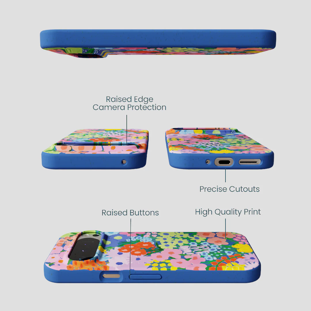 Electric Blue Painted Garden Google Pixel 9/9 Pro Case - Image 3