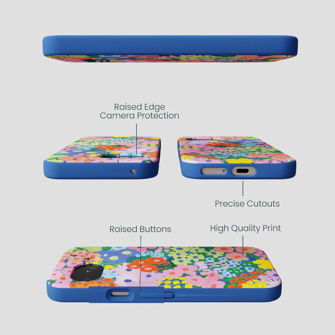 Electric Blue Painted Garden Google Pixel 9a Case - Image 3
