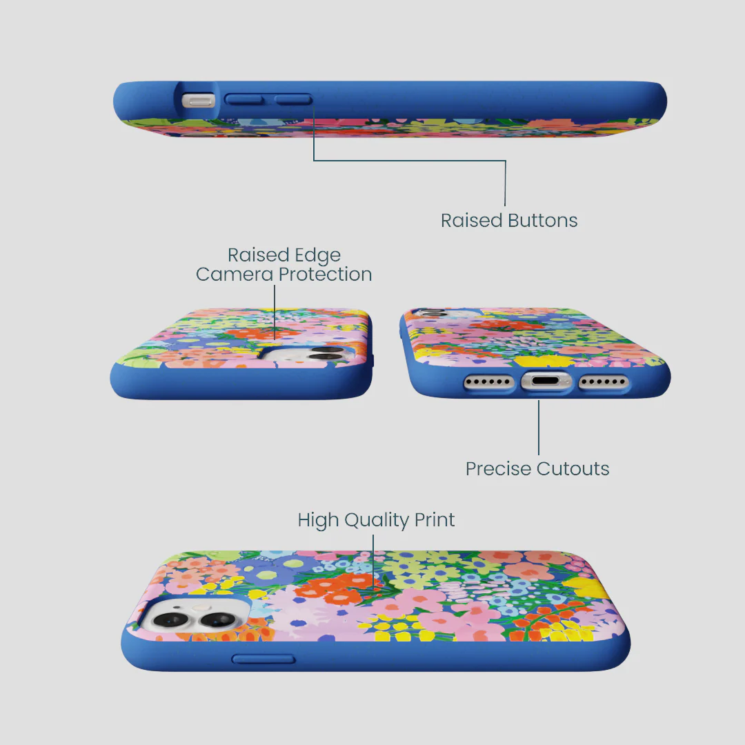 Electric Blue Painted Garden iPhone 11 Case - Image 3