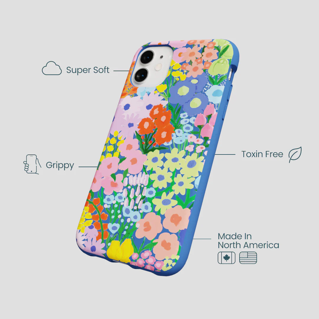 Electric Blue Painted Garden iPhone 11 Case - Image 4