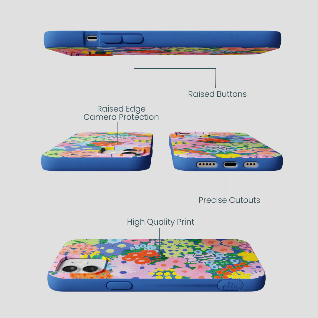 Electric Blue Painted Garden iPhone 12/ iPhone 12 Pro Case - Image 3