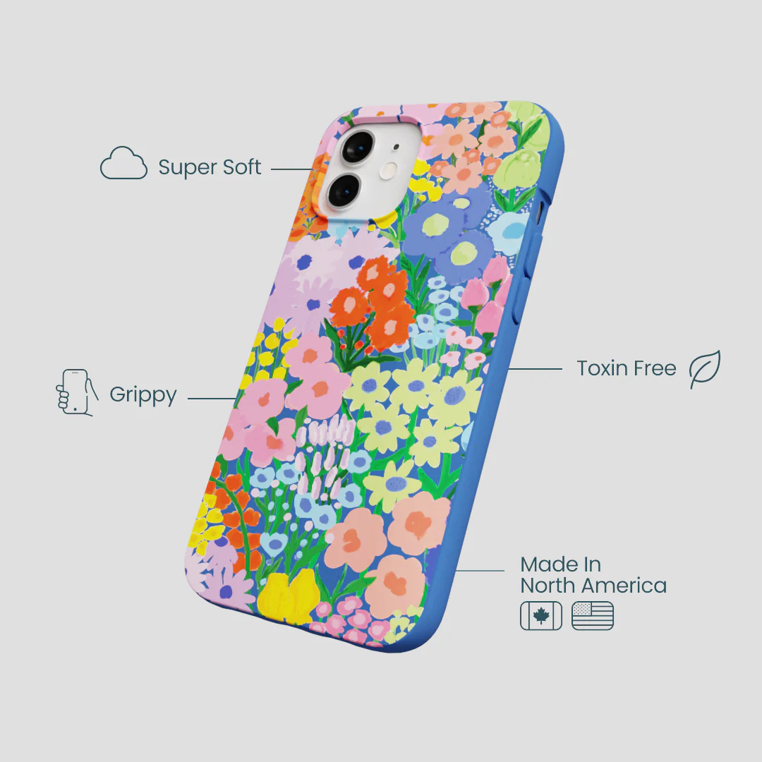 Electric Blue Painted Garden iPhone 12/ iPhone 12 Pro Case - Image 4