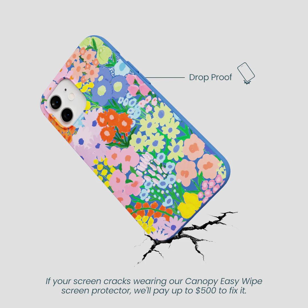 Electric Blue Painted Garden iPhone 12/ iPhone 12 Pro Case - Image 5